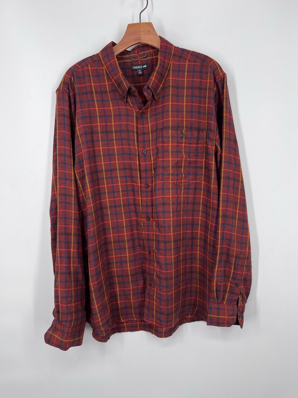Toad and Co. Men’s Red Plaid Airsmyth LS Button Down Shirt XL